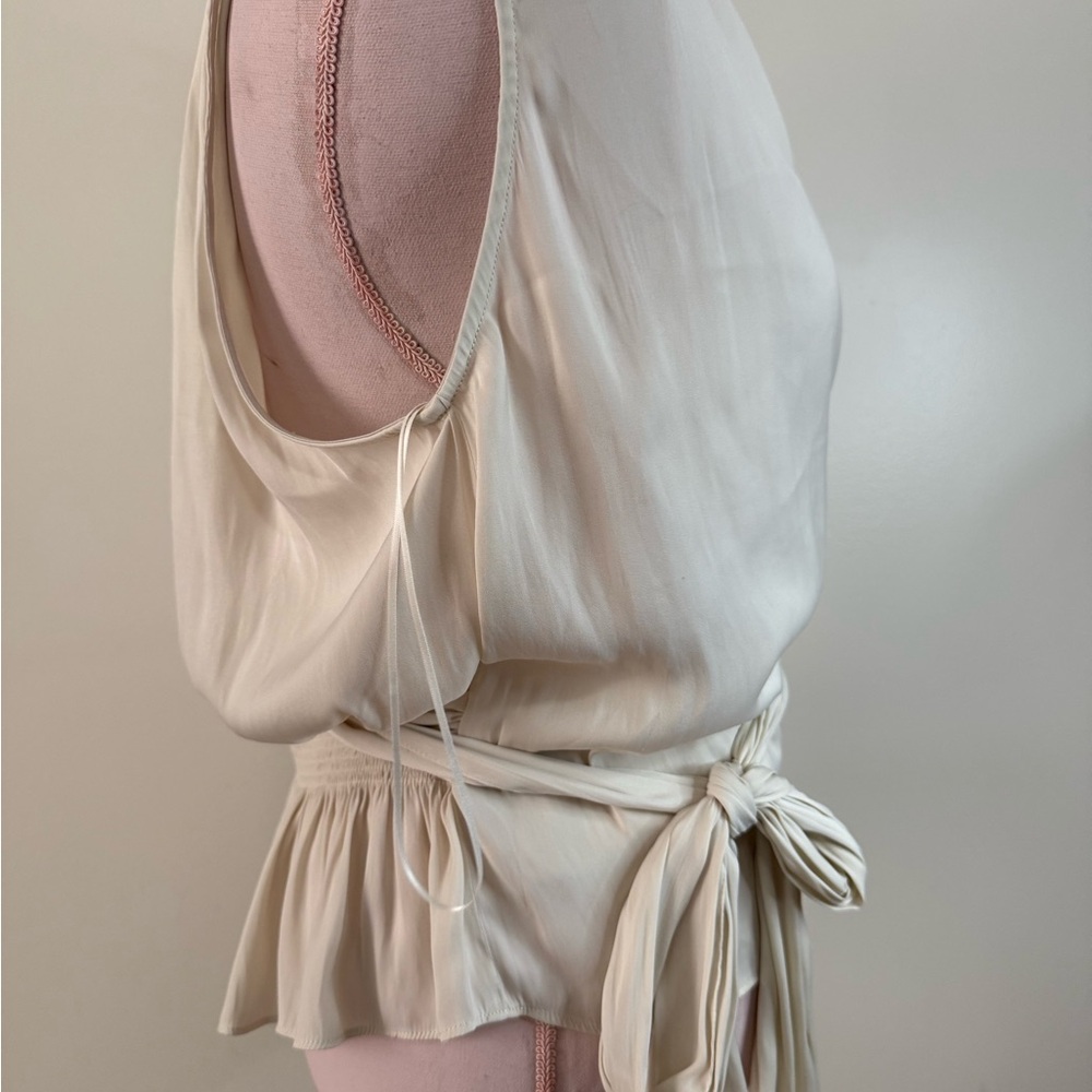 Modern Citizen Elegant Cream Wrap Top in size large - Picture 4 of 11